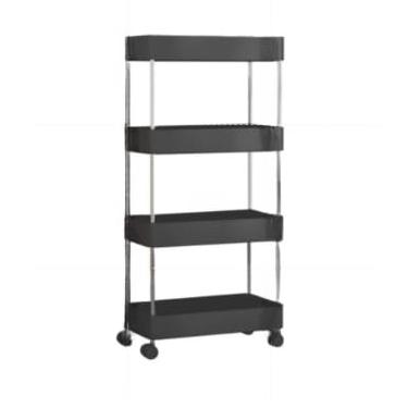 Imagem de Carrinho Organizador Móvel Com 4 Prateleiras Para Diversos Itens Com Rodinha(PRETO,G)