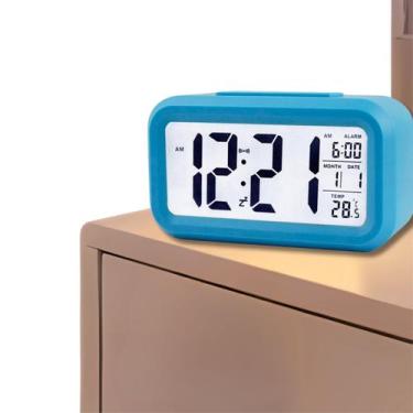 Imagem de Relógio Digital de Mesa LED Retro Portátil Despertador - Hxt, Azul