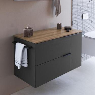 Imagem de Gabinete de Banheiro Suspenso 80cm com 1 Toalheiro 2 Portas e 1 Gaveta