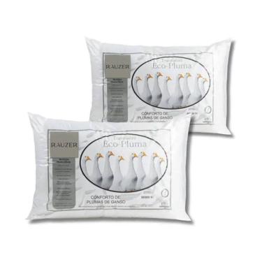 Imagem de Kit 2 Travesseiro Pluma Ganso Confortável Antiacaro 70x50cm
