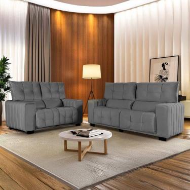 Imagem de Conjunto com 2 Sofás Estofado Le Mans Grafite