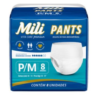 Imagem de Fralda Geriátrica Pants P/M Com 8 Unidades - Mili - Mili Sa