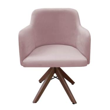 Imagem de Poltrona Base Giratória Madeira Lisa Hera - Due Decor, Velutto Rosa Ch