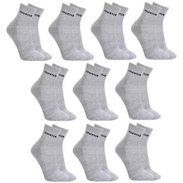 Imagem de Kit 10 Pares Meias Originais Huxter Cano Médio Algodão, Cinza