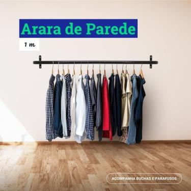 Imagem de Arara de Parede para Closet ou Loja - 1m em Aço Carbono Reforçado - Be