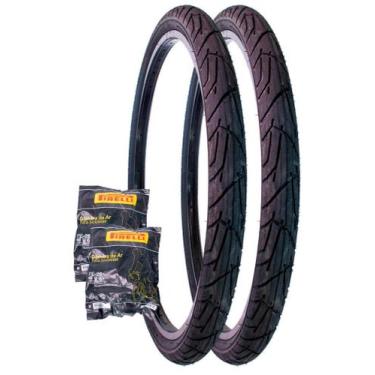 Imagem de Par Pneu Bike Praieiro Levorin Aro 26x1.95 +2 Camara Pirelli Cor Preto