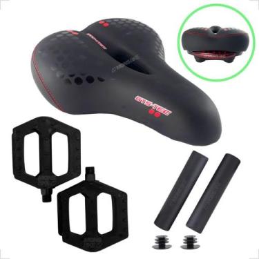 Imagem de Selim Bike Banco C/ Led Vazado Confortável + Pedal Plataforma + Manopl