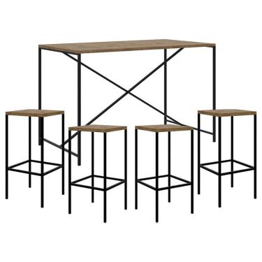 Imagem de Mesa Para área Gourmet E 4 Banquetas Altas Steel Quadra Vermont Base Preta - Artesano