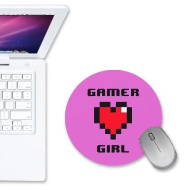 Imagem de Mouse Pad Redondo Gamer Girl Coração Rosa - PoloCat Acessorios