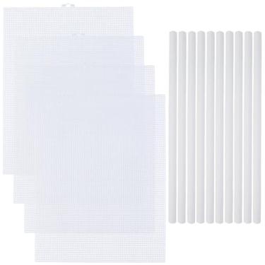 Imagem de CRASPIRE 4 peças de folhas de lona de plástico, 7 unidades brancas com 10 peças, organizador de pastas de arquivo, deslizante, 26 x 34,3 cm, malha de olho para projetos de bordado de crochê, fio