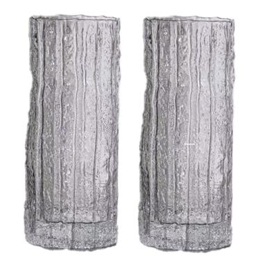 Imagem de Vasos cilíndricos de cristal de cristal de 25 cm, vaso boêmio moderno com nervuras para eventos, arranjos florais de flores, manto de entrada para sala de estar, manto de casamento, escritório