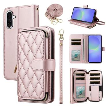 Imagem de Furiet Argyle Capa carteira para Samsung Galaxy A16/A26 5G com alça de pulso/ombro, 9+ compartimentos para cartões, bolsa com zíper, suporte quadriculado, capa para celular A 16 26 16A 26A 4G SM-A166U