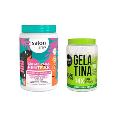 Imagem de Salon Line, Kit Creme de Pentear, Definição Máxima + Gelatina Capilar, Super Definição, Vegano - Para Cabelos Ondulados, Cacheados e Crespos, 1 kg