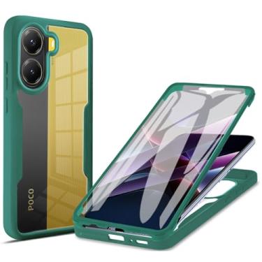 Imagem de MRRSIWEI Capa para Xiaomi Poco F7 5G, [Protetor de tela embutido] [À prova de choque de grau militar] Capa protetora robusta transparente de 360° para Xiaomi Poco F7 5G. Verde completo