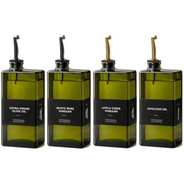 Imagem de Ledanba Garrafa dispensadora de azeite de oliva para cozinha - Garrafas de óleo com proteção UV de 500 ml, conjunto de dispensador de óleo e vinagre, despejador sem gotejamento, elegante cozinha