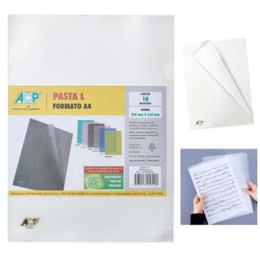 Imagem de Pasta L Plástica Transparente A4 Ideal para Organização 20 Unidade - A