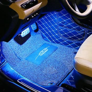 Imagem de QAUBEN Kit de iluminação ambiente para área dos pés para carro RGB, controle por aplicativo + controle remoto RF, som multicolorido, música ativa, sincronização, kit de iluminação ambiente 12V