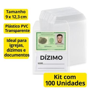 Imagem de Kit 100 Envelopes Transparente Plástico Capa Protetora Porta Documento