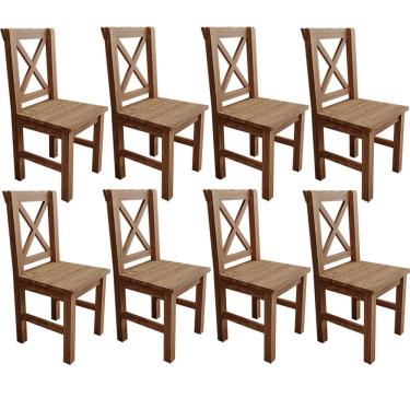 Imagem de Kit 08 Cadeiras Rústica Dalla Madeira Maciça W02 Imbuia