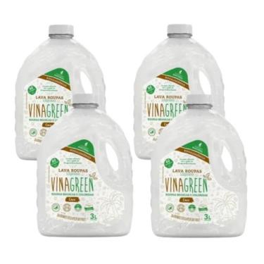 Imagem de Kit 4 Lava Roupas Coco Líquido Vinagreen 3L Antialérgico Natural Bicar