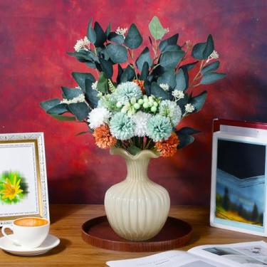 Imagem de Maysing 2 pacotes de flores artificiais de hortênsia sintética para decoração de casa, jardim, casamento, flores falsas, mesa de jantar, peça central, grama, floral, decoração de mesa de café (verde)