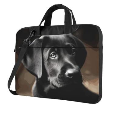 Imagem de Capa preta para laptop Labrador filhote de cachorro à prova de choque capa protetora para notebook bolsa portátil para laptop bolsa à prova d'água, Preto, 15.6 inch