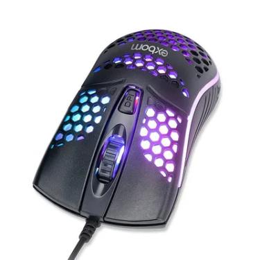 Imagem de Mouse Gamer Colmeia Ultra Leve, Óptico USB, LED Em 7 Cores, Preto, Exbom - MS-C32