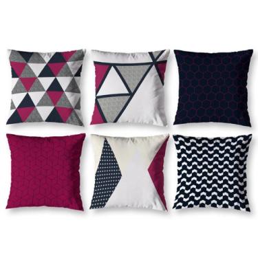 Imagem de Kit 6 almofadas Cheias 40cm x 40cm Decorativas Estampadas Digital Colo