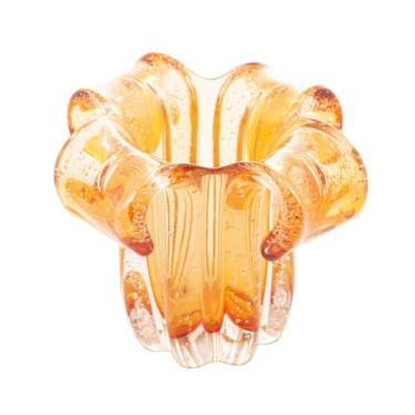 Imagem de Vaso de Vidro Âmbar 16cm – Sofisticação para Sala, Lavabo ou Escritório