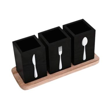 Imagem de Generic Suporte para utensílios de cozinha, organizador de talheres, colheres, garfos, facas, dispensador de talheres para casa, restaurante, festa, Preto