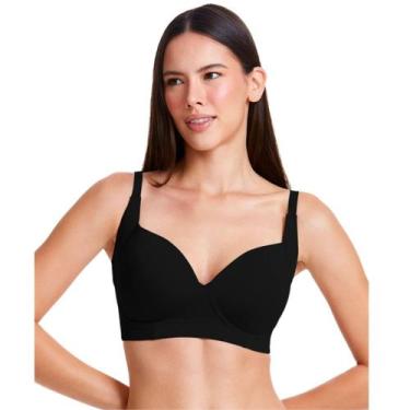 Imagem de Sutiã Sustentação Com Bojo Disfarça Dobrinhas Plie 50305, 44, Preto