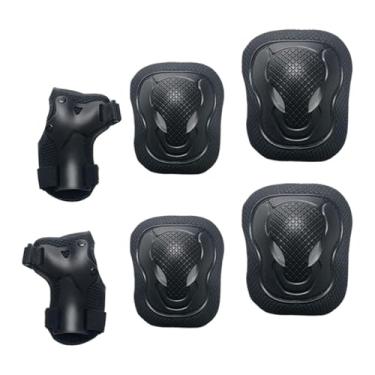 Imagem de UGPLM Conjunto de equipamentos de proteção Hand Pads de joelhos de cotovelo de bicicleta esportes ao ar livre confortáveis, skateboarding para crianças, Preto