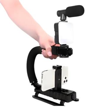 Imagem de Kit Estabilizador Tripé Dobrável Para Celular e Câmera – Gravação Profissional Vídeos, Lives e Fotos Estáveis