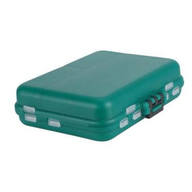 Imagem de Generic Caixa pequena rígida para equipamentos de pesca, ferramentas de pesca, à prova d'água, divisórias ajustáveis, bandejas de armazenamento, caixa, Verde