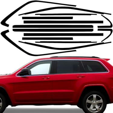 Imagem de MusTree Kit de vinil de exclusão cromada adequado para acessórios Jeep Grand Cherokee 2011-2021 acabamento de janela lateral com película blackout preta brilhante