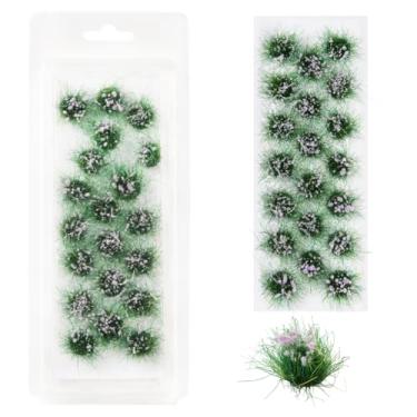 Imagem de SOFPLATE 1 caixa de 20 peças de tufos de grama modelo de trem tufos de grama resina a granel falso cinza verde arbustos de planície modelo de cenário ferroviário suprimentos para artesanato faça você
