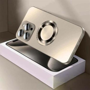 Imagem de Capa protetora magnética fosca de vidro temperado para iPhone 16, 15, 14 Pro Max, macia e rígida, cinza, para iPhone 13ProMax (6,7")