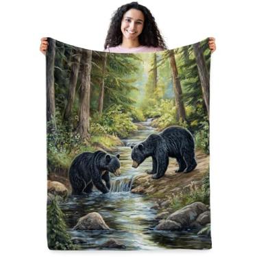 Imagem de Cobertor de urso preto, presentes de urso para crianças, cobertor macio para decoração de quarto de meninos e meninas, cobertores aconchegantes presentes de aniversário de Natal para crianças