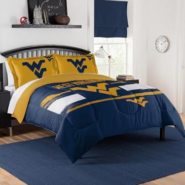 Imagem de Conjunto de edredom West Virginia Mountaineers – roupa de cama para dormitórios, quartos de hóspedes, trailers, portas traseiras e WVU, decoração de dia de jogo, casal/queen