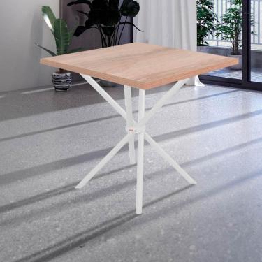 Imagem de Mesa Quadrada 4 Lugares Branco E Carvalho Cedies Shop Jm