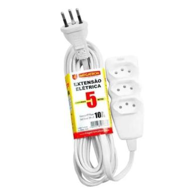 Imagem de Extensao 2p+t cabo pp 3x0,75m 5,0m 10a br megatron