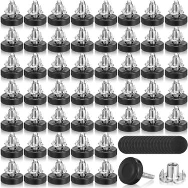 Imagem de Pinkunn 50 peças de pés de nivelamento ajustáveis com kit de porca em T 1/10.2 cm-20 fios niveladores de móveis pés ajustáveis de metal ajustável pernas resistentes ajustador de altura para cadeira de