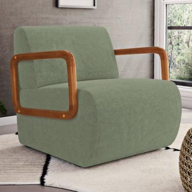 Imagem de Poltrona Decorativa Orgânica Living Kavya Bouclê Verde Oliva - Desk Design