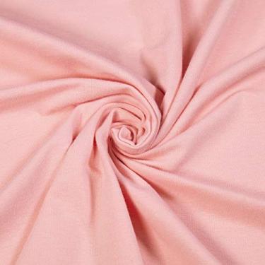 Imagem de FabricLA Tecido de jérsei de algodão e elastano da The Yard - 283,5 g 4-Way Stretch Spandex e tecido de algodão, 152,4 cm de largura – Perfeito para saias, tops, camisetas | Rosa empoeirado | Vendido