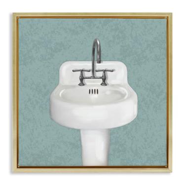 Imagem de Stupell Industries Pia de banheiro simples moldura dourada tela flutuante design de arte de parede por Matthew Piotrowicz, 63 x 63 cm