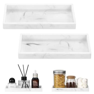 Imagem de Luxspire Bandeja de banheiro – 2 unidades (20 x 10 cm) saboneteira de silicone para pia de bancada de cozinha, bandeja de balcão de banheiro para dispensador de sabonete, perfume, joias, acessórios