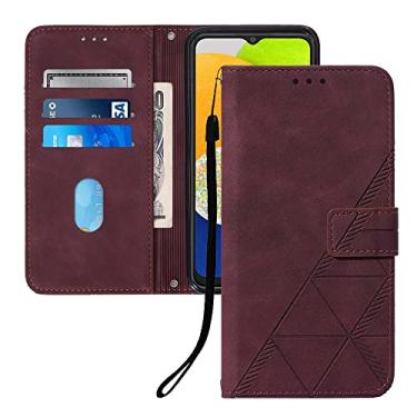 Imagem de Asdsinfor Capa flip para Moto G75 couro sintético carteira coldre com suporte para cartões fecho magnético à prova de choque Folio Protect Cover para Motorola Moto G75. WineRed YBS