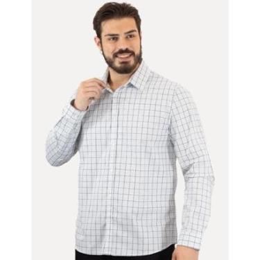 Imagem de Camisa Calvin Klein Masculina Slim Fine Check Xadrez Branca-Masculino