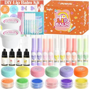 Imagem de JCOOS Kit de fabricação de protetor labial faça você mesmo – artesanato infantil, faça seu próprio brilho labial, cera de abelha e manteiga de karité, tubos hidratantes