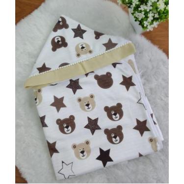 Imagem de Toalha de Banho URSO BEGE para Bebê Infantil com Capuz Forrada - Happy